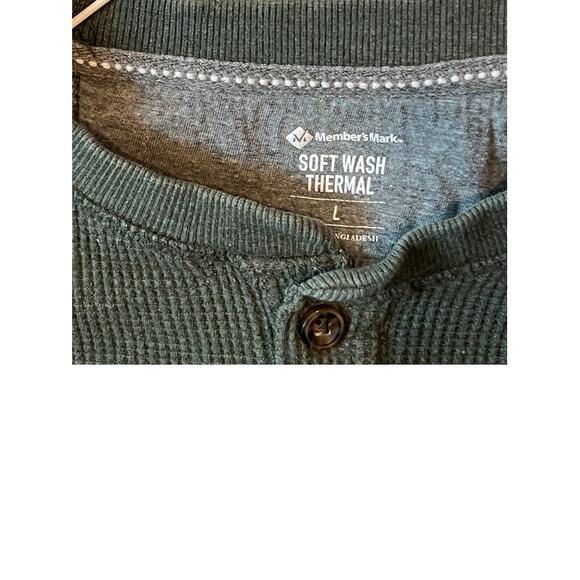 Member's Mark Thermal Henley Charcoal Gray Green Mens L - Picture 3 of 3
